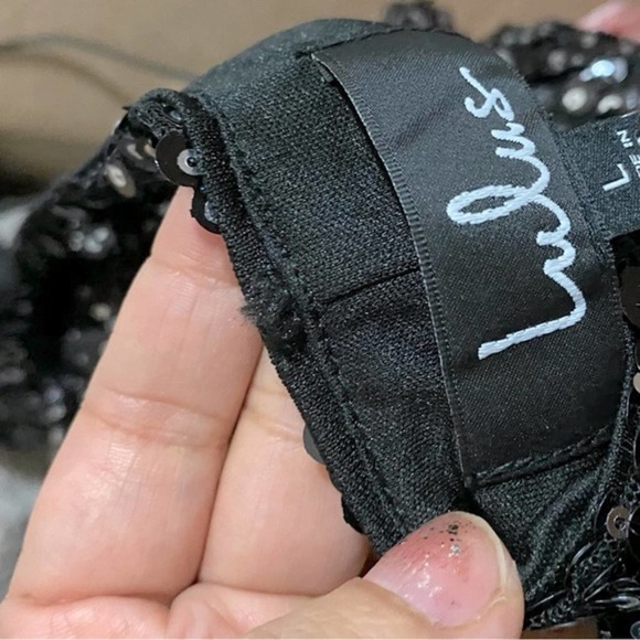 Lulus Sequined Backless Mini Dress Black Silver Size Large - Picture 13 of 16